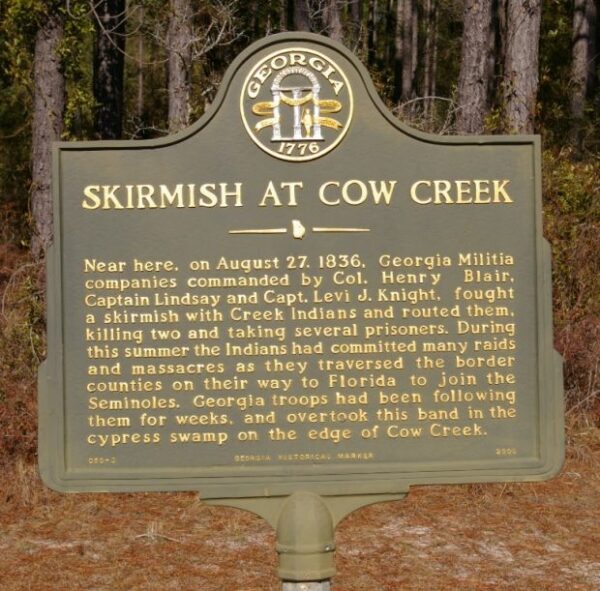 SKIRMISH AT COW CREEK MEMORIAL MARKER