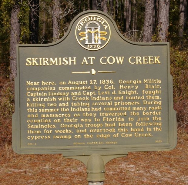 SKIRMISH AT COW CREEK MEMORIAL MARKER
