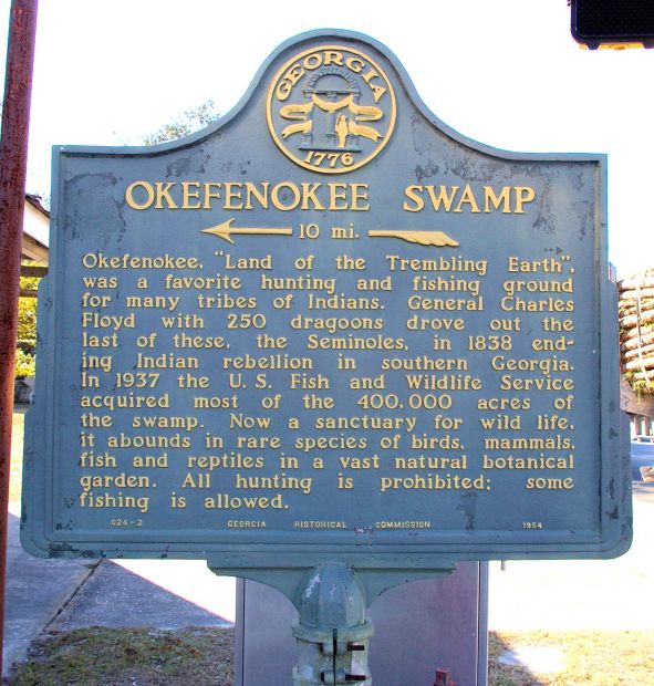 OKEFENOKEE SWAMP WAR MEMORIAL MARKER