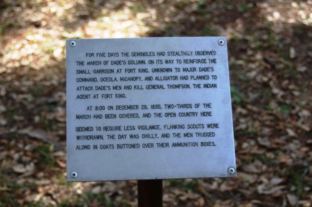 DADE BATTLEFIELD WAR MEMORIAL PLAQUE B