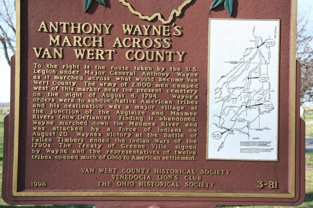 ANTHONY WAYNE’S MARCH ACROSS VAN WERT COUNTY MEMORIAL MARKER