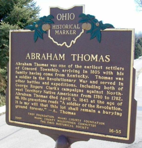 ABRAHAM THOMAS REVOLUTIONARY SOLDIER MEMORIAL MARKER