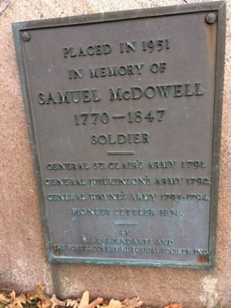 SAMUEL MCDOWELL MEMORIAL PLAQUE
