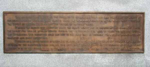 FORT RECOVERY MONUMENT PLAQUE A