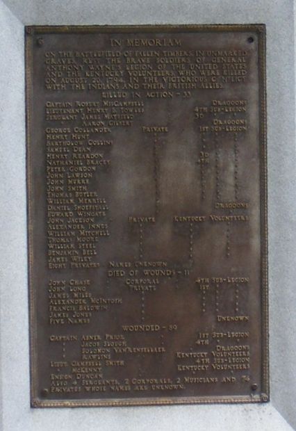 FALLEN TIMBERS BATTLE MEMORIAL PLAQUE
