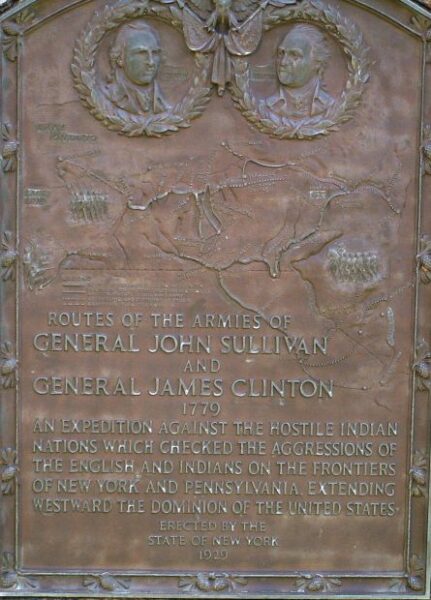 SENECA FALLS ROUTES OF THE ARMIES OF GENERAL JOHN SULLIVAN AND GENERAL JAMES CLINTON MEMORIAL PLAQUE