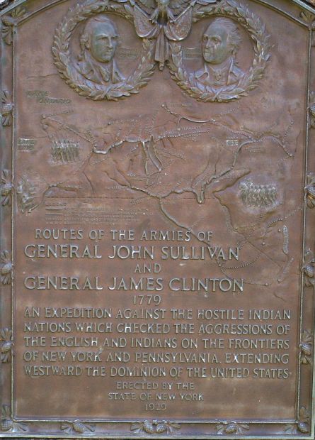 SENECA FALLS ROUTES OF THE ARMIES OF GENERAL JOHN SULLIVAN AND GENERAL JAMES CLINTON MEMORIAL PLAQUE