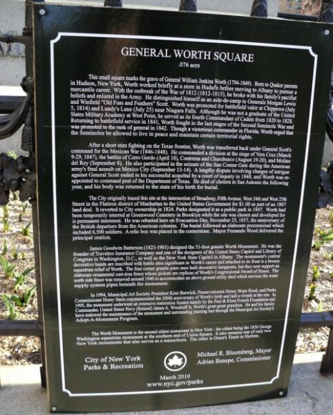 GENERAL WORTH SQUARE MEMORIAL MARKER