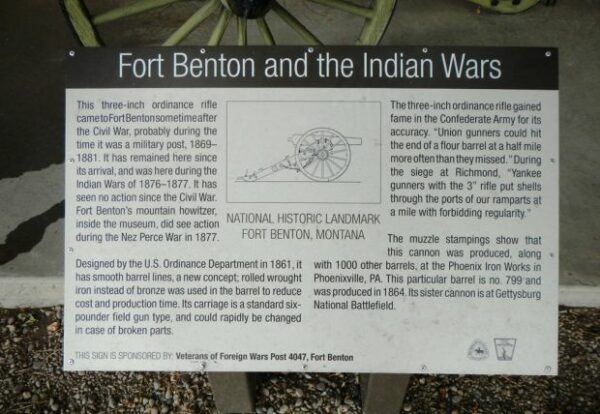 FORT BENTON AND THE INDIAN WARS MEMORIAL CANNON PLAQUE