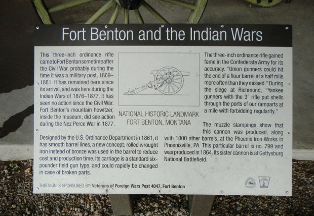 FORT BENTON AND THE INDIAN WARS MEMORIAL CANNON PLAQUE
