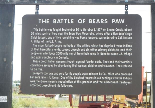 THE BATTLE OF BEARS PAW MEMORIAL MARKER