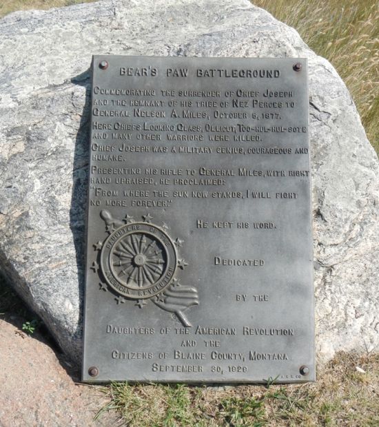 BEAR’S PAW BATTLEGROUND MEMORIAL PLAQUE A