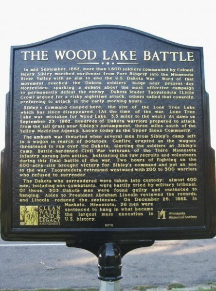 THE WOOD LAKE BATTLE MEMORIAL MARKER