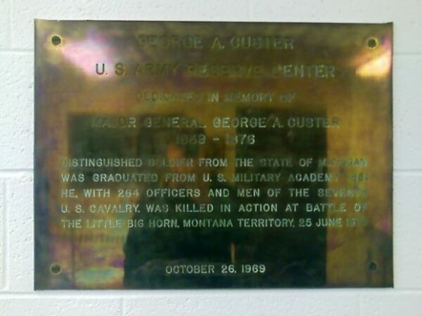 MAJOR GENERAL GEORGE A. CUSTER WAR MEMORIAL PLAQUE