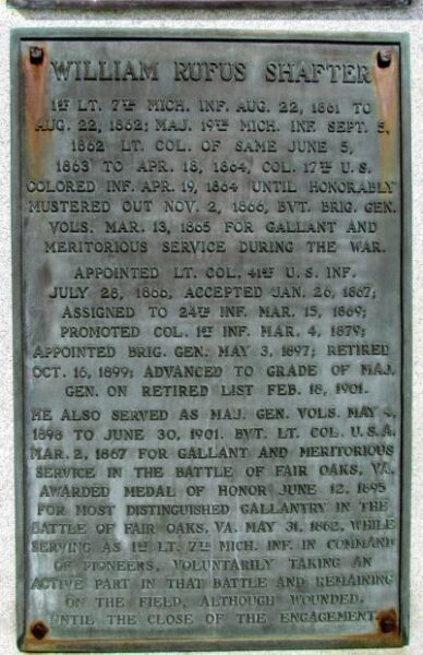 WILLIAM RUFUS SHAFTER WAR MEMORIAL PLAQUE B
