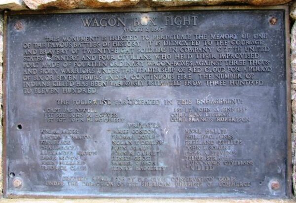 WAGON BOX FIGHT MEMORIAL PLAQUE