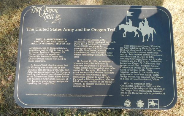 THE UNITED STATES ARMY AND THE OREGON TRAIL MEMORIAL PLAQUE