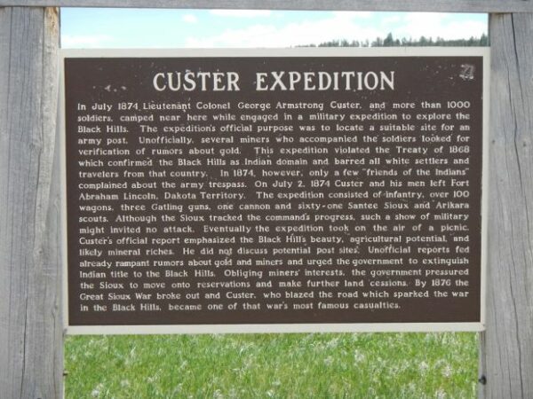 CUSTER EXPEDITION MEMORIAL MARKER