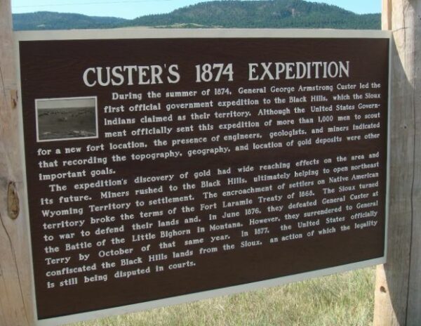 CUSTER 1874 EXPEDITION MEMORIAL MARKER