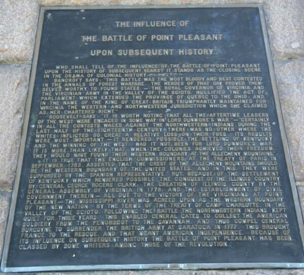 THE BATTLE OF POINT PLEASANT MEMORIAL PLAQUE E