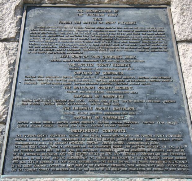 THE BATTLE OF POINT PLEASANT MEMORIAL PLAQUE C