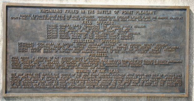 THE BATTLE OF POINT PLEASANT MEMORIAL PLAQUE B