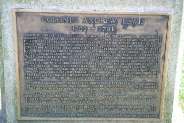 COLONEL ANDREW LEWIS REVOLUTIONARY WAR SOLDIER MEMORIAL