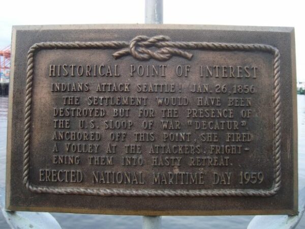 INDIANS ATTACK SEATTLE MEMORIAL PLAQUE