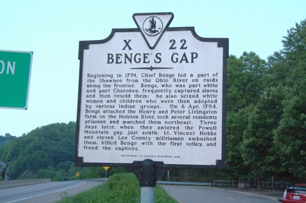 BENGE’S GAP MEMORIAL MARKER