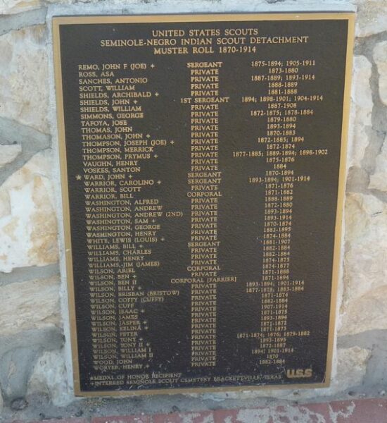 SEMINOLE-NEGRO INDIAN SCOUT DETACHMENT MEMORIAL PLAQUE D