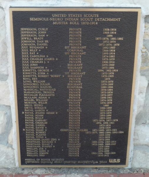 SEMINOLE-NEGRO INDIAN SCOUT DETACHMENT MEMORIAL PLAQUE C