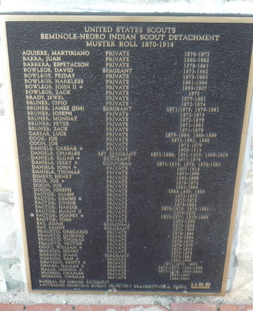 SEMINOLE-NEGRO INDIAN SCOUT DETACHMENT MEMORIAL PLAQUE B
