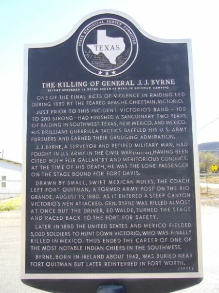 THE KILLING OF GENERAL J.J. BYRNE MEMORIAL MARKER