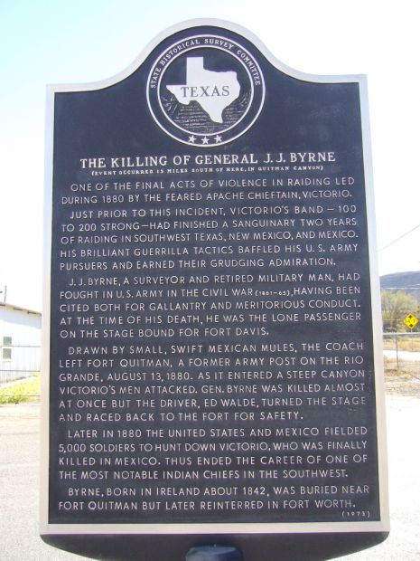 THE KILLING OF GENERAL J.J. BYRNE MEMORIAL MARKER
