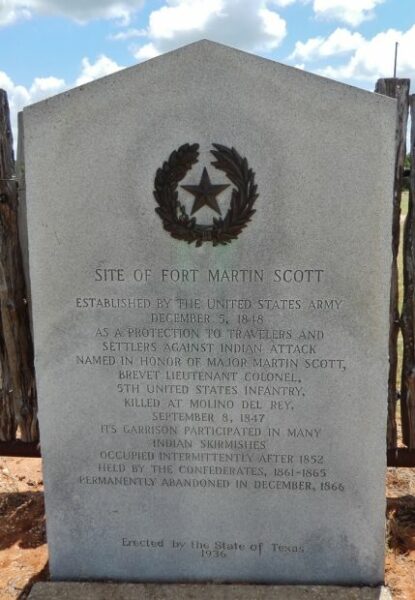 SITE OF FORT MARTIN SCOTT MEMORIAL