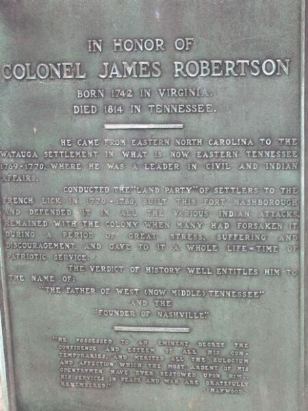 COLONEL JAMES ROBERTSON MEMORIAL PLAQUE