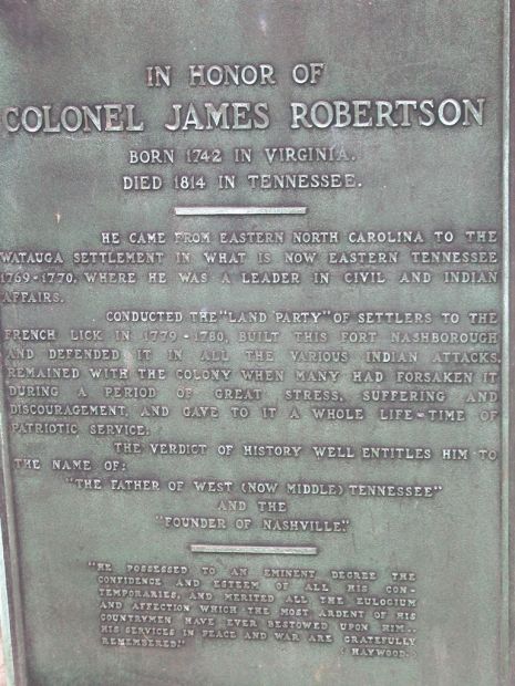 COLONEL JAMES ROBERTSON MEMORIAL PLAQUE