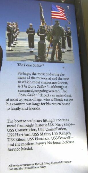 THE UNITED STATES NAVY MEMORIAL THE LONE SAILOR STATUE PANEL