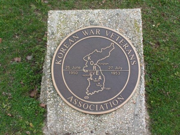 KOREAN WAR VETERANS ASSOCIATION WAR MEMORIAL PLAQUE