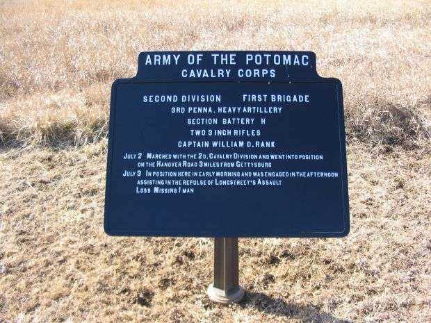 BATTERY H, 3RD PENNSYLVANIA HEAVY ARTILLERY WAR MEMORIAL PLAQUE