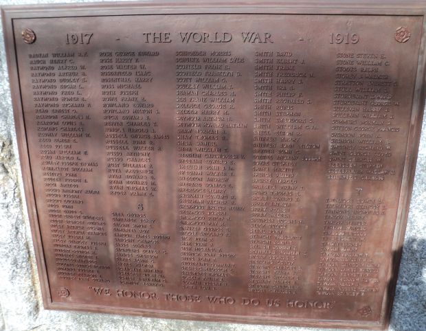 NORWALK WORLD WAR I MEMORIAL PLAQUE G