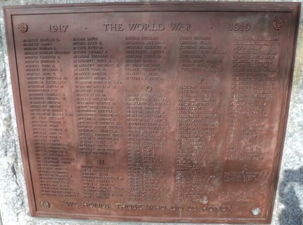 NORWALK WORLD WAR I MEMORIAL PLAQUE F