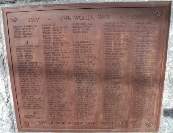 NORWALK WORLD WAR I MEMORIAL PLAQUE E