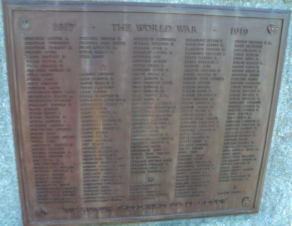 NORWALK WORLD WAR I MEMORIAL PLAQUE D