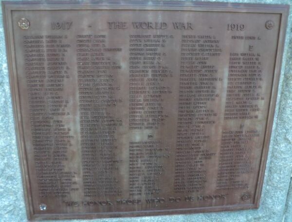 NORWALK WORLD WAR I MEMORIAL PLAQUE C
