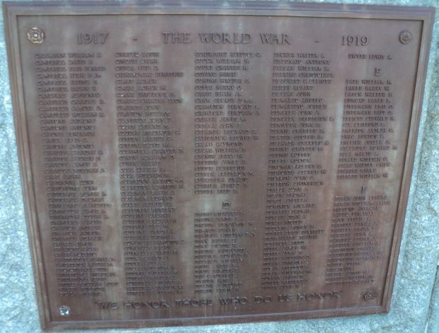 NORWALK WORLD WAR I MEMORIAL PLAQUE C
