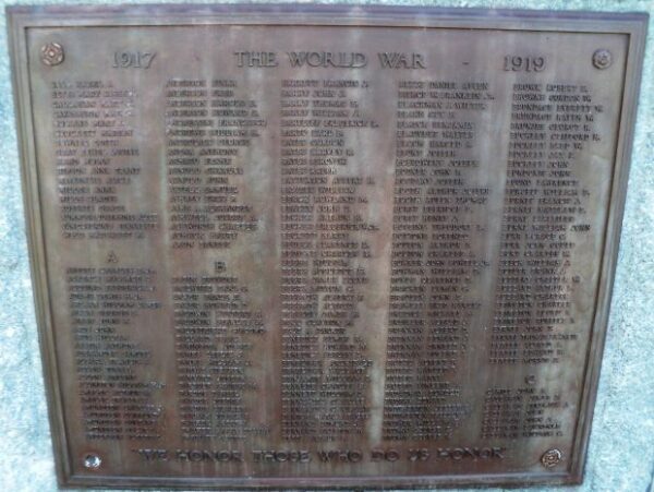 NORWALK WORLD WAR I MEMORIAL PLAQUE B