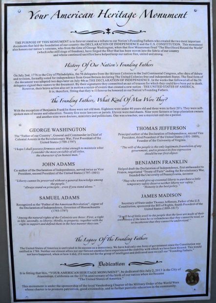 YOUR AMERICAN HERITAGE MONUMENT PLAQUE A