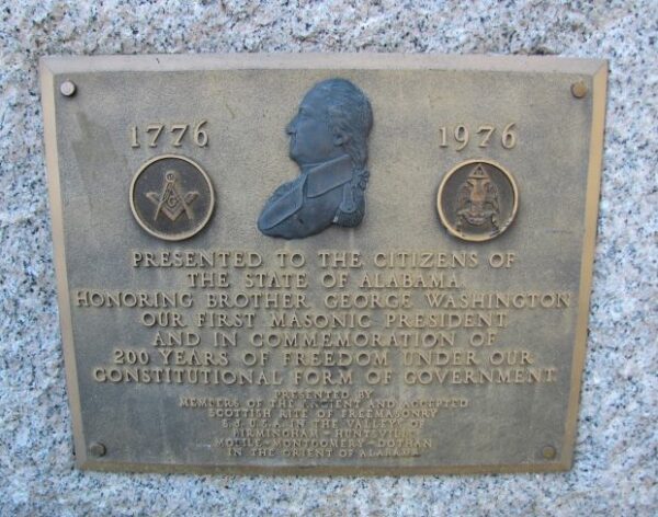 STATE OF ALABAMA GEORGE WASHINGTON MEMORIAL PLAQUE