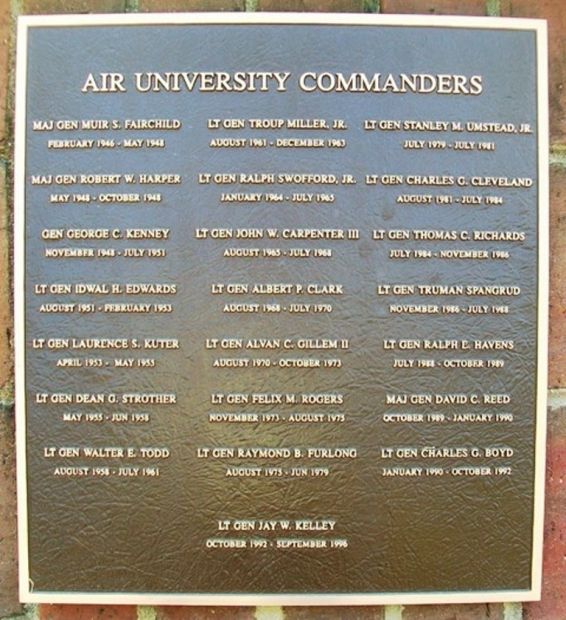 AIR UNIVERSITY COMMANDERS MEMORIAL PLAQUE